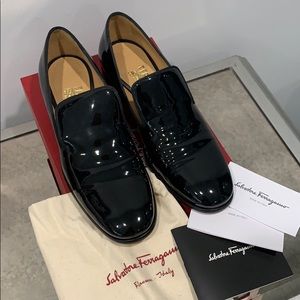 Salvatore Ferragamo Black Parent Leather Loafers